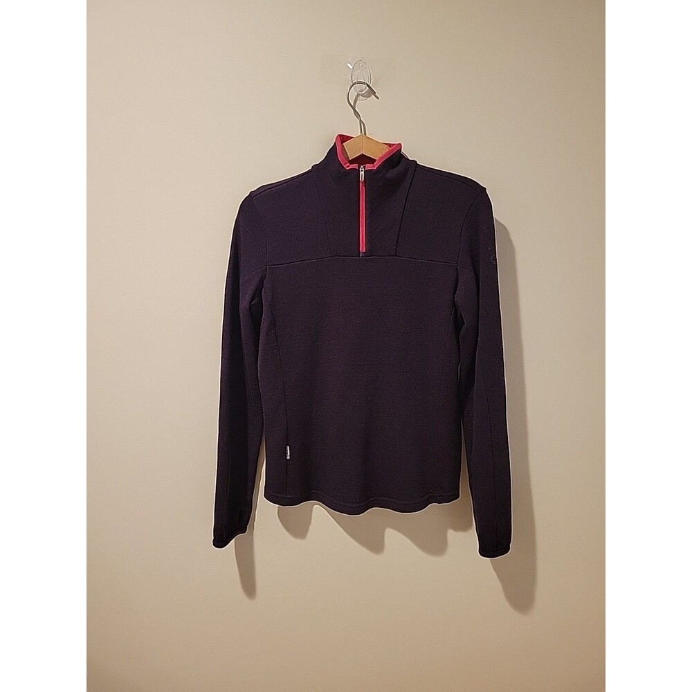 Icebreaker Sweater New Zealand Merino Wool 1/4 Zip Top Purple Size S Baselayer